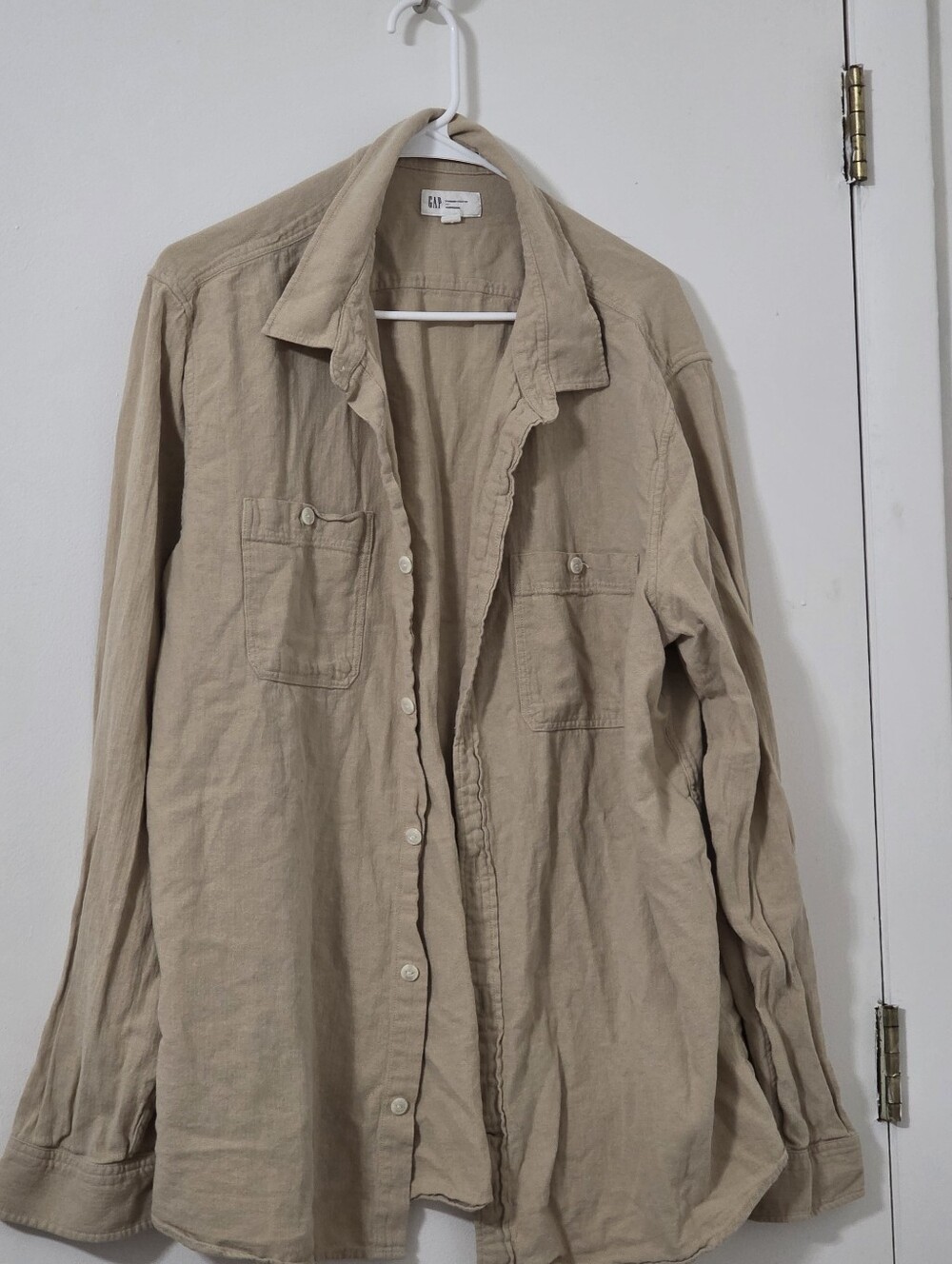 GAP Light Sand Button-Front Shirt